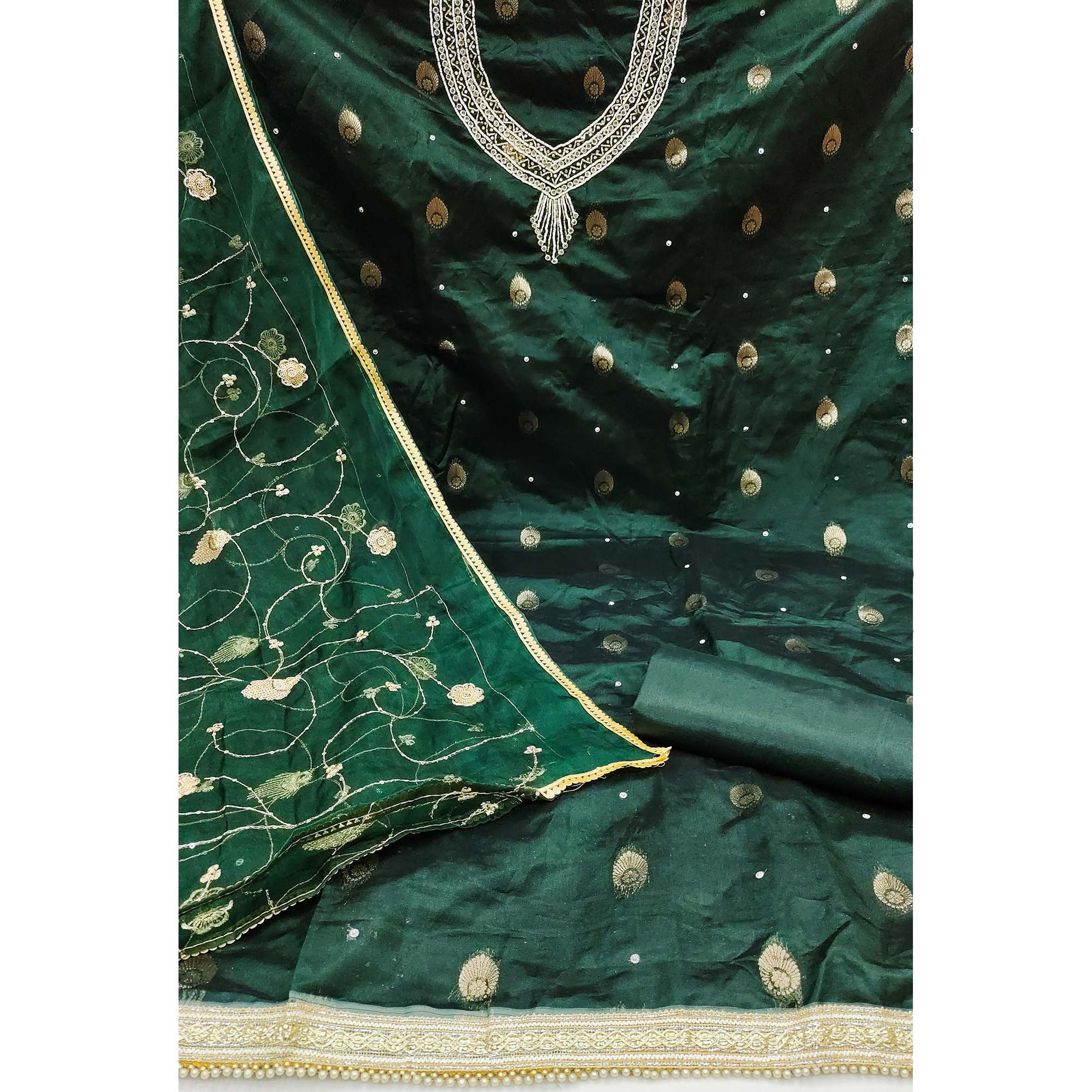 green-floral-woven-organza-dress-material-2