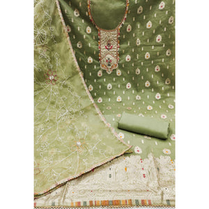 green-woven-with-handwork-organza-dress-material