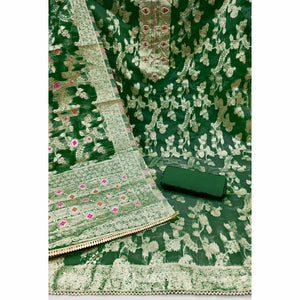 green-woven-organza-dress-material-3
