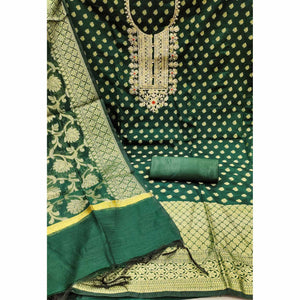 green-woven-with-embroidered-banarasi-silk-dress-material