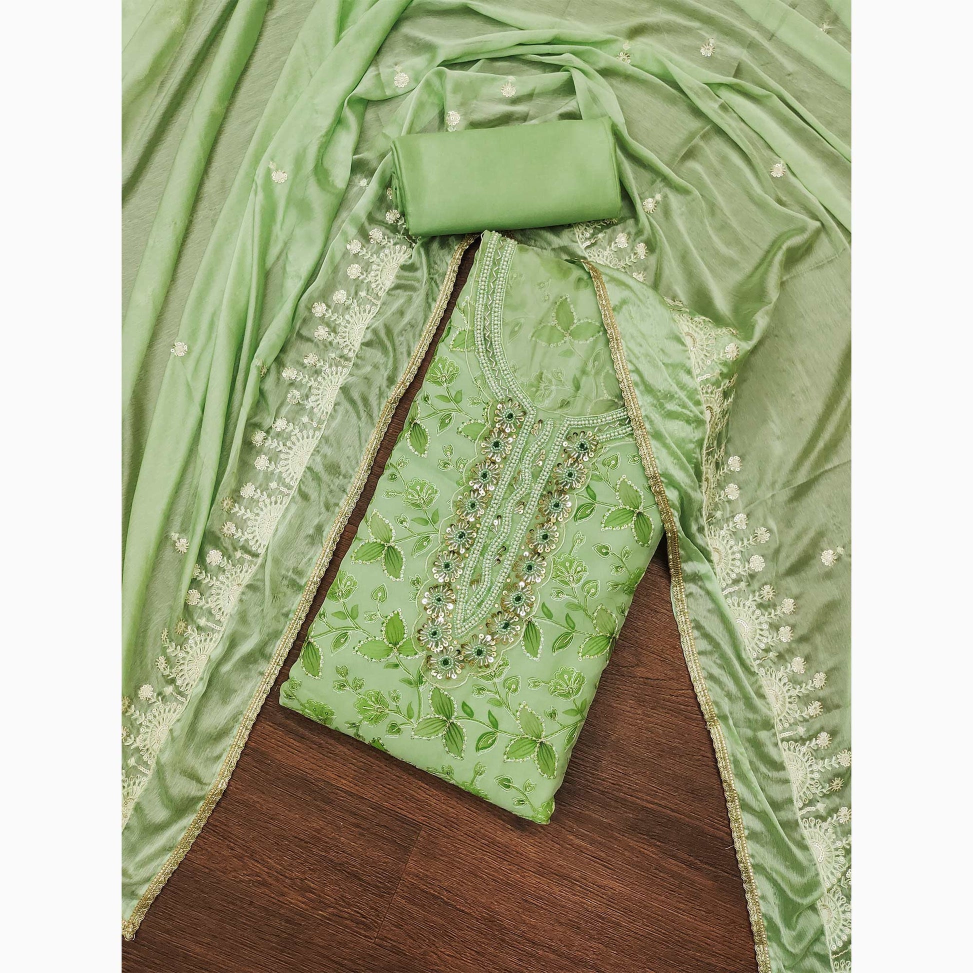 green-floral-hand-embroidered-organza-dress-material