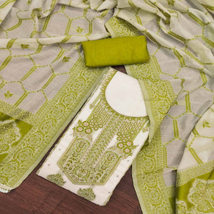 green-woven-with-stone-work-muslin-dress-material