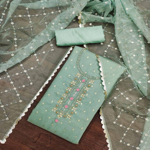 green-woven-with-handwork-organza-dress-material-3