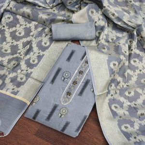 grey-floral-woven-with-handwork-chanderi-silk-dress-material