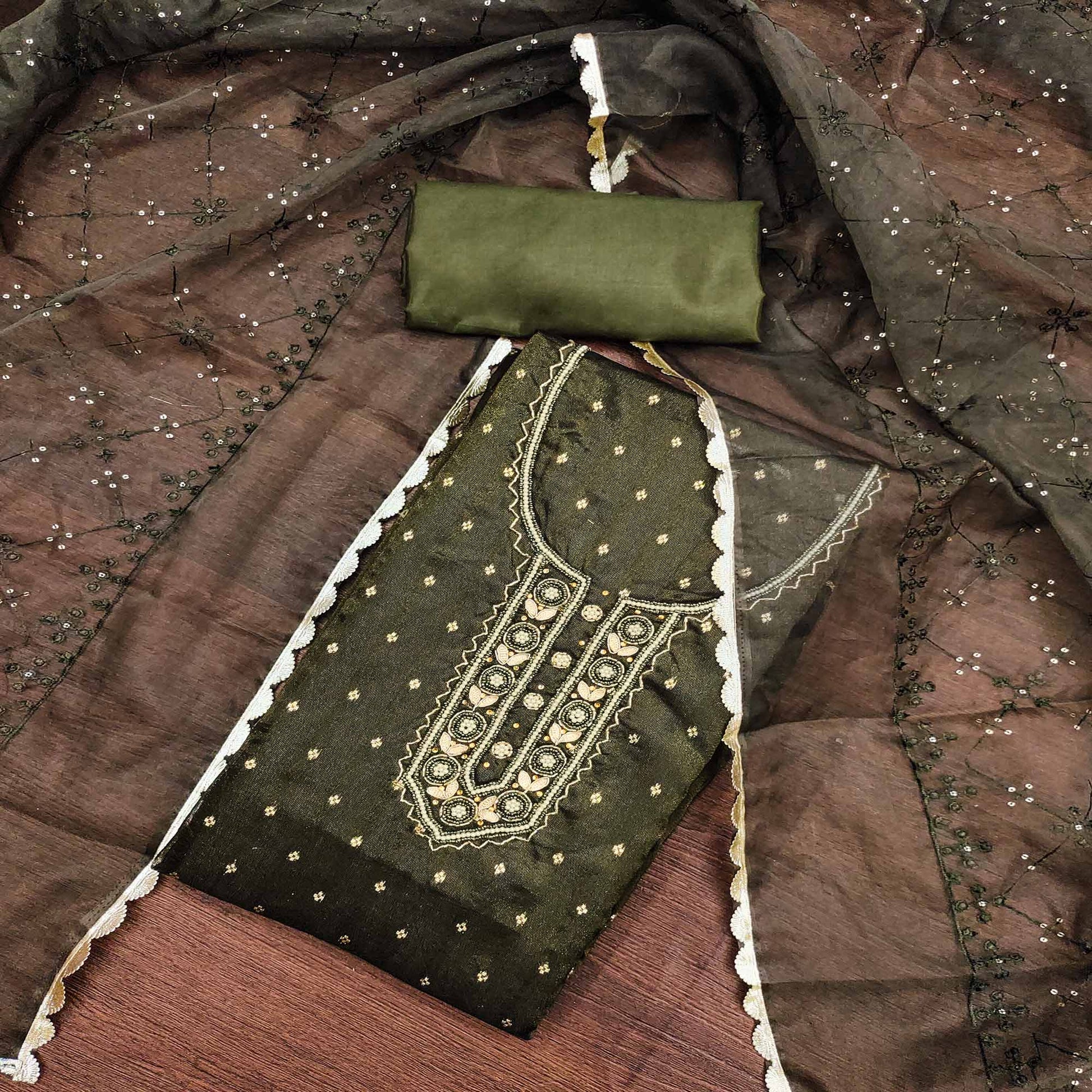 green-woven-with-handwork-organza-dress-material-4