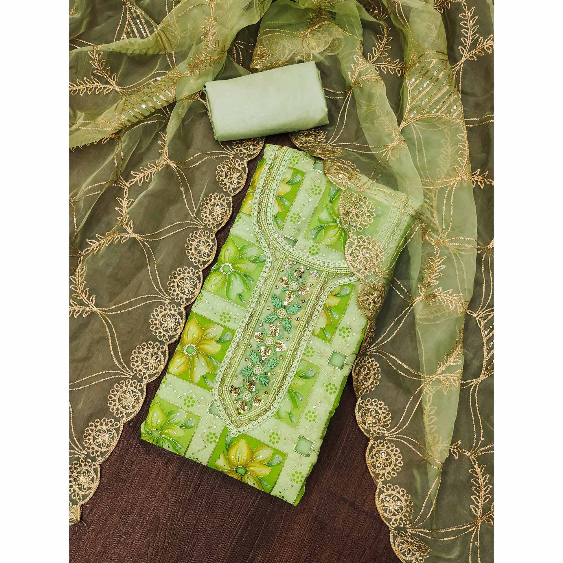 green-floral-print-with-sequins-hand-embroidered-organza-dress-material