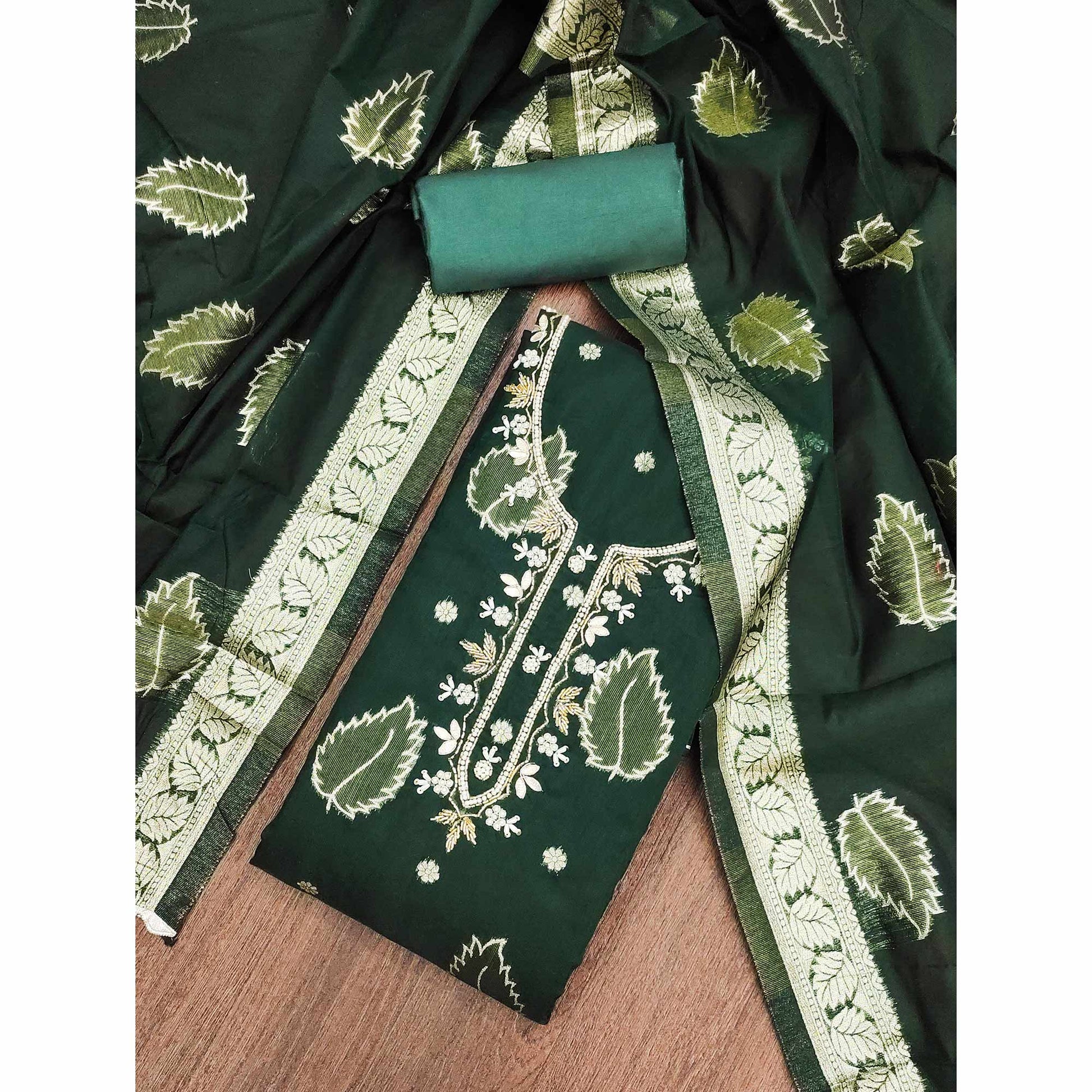 green-floral-woven-with-handwork-chanderi-banarasi-dress-material