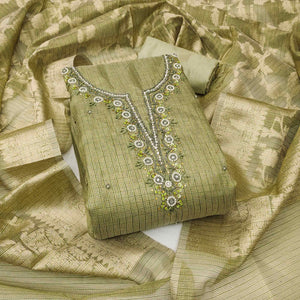 green-woven-with-moti-handwork-viscose-dress-material