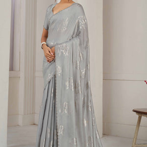 grey-floral-printed-stone-work-satin-saree