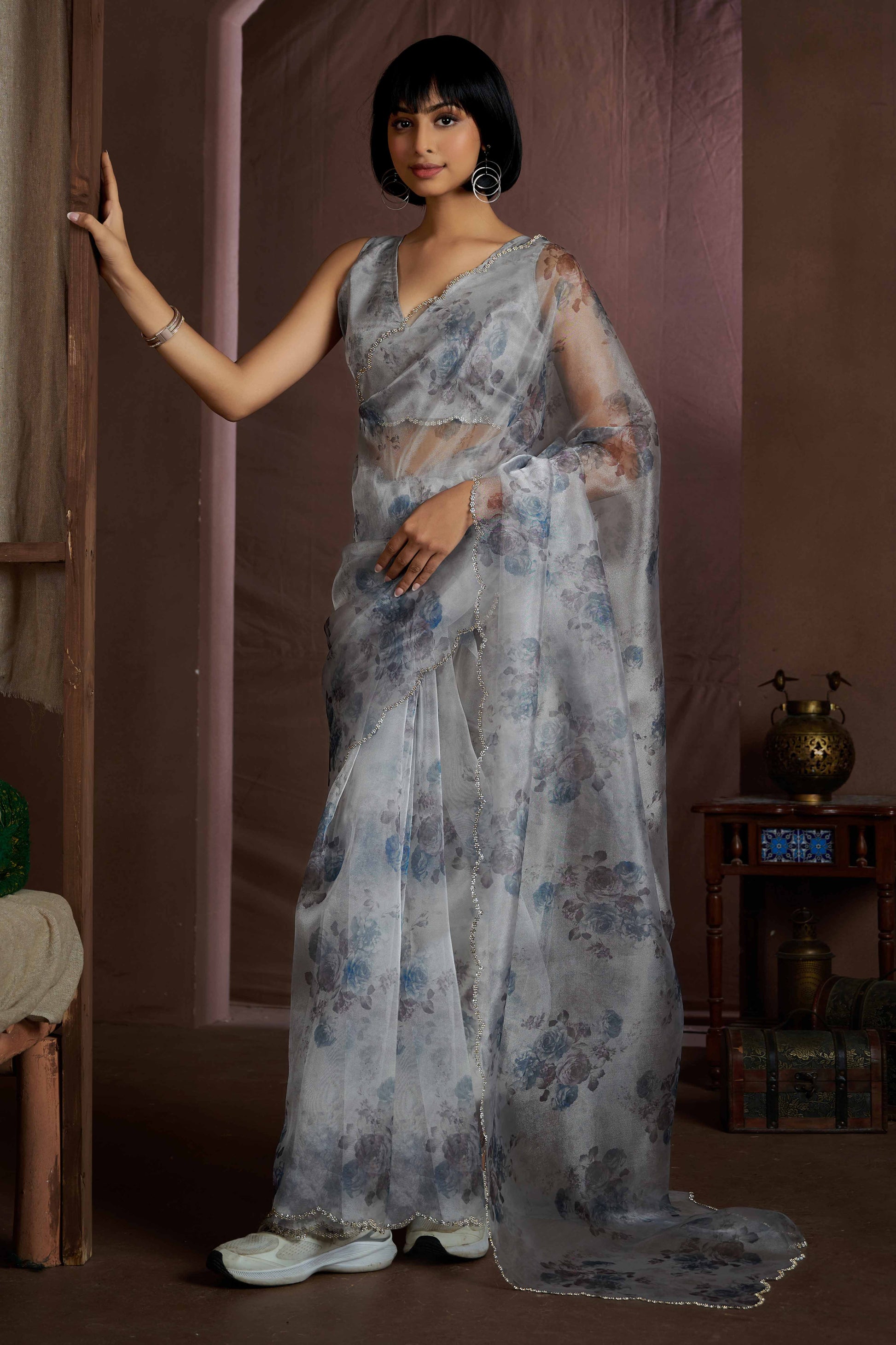 grey-floral-printed-soft-organza-saree-with-stone-work-border