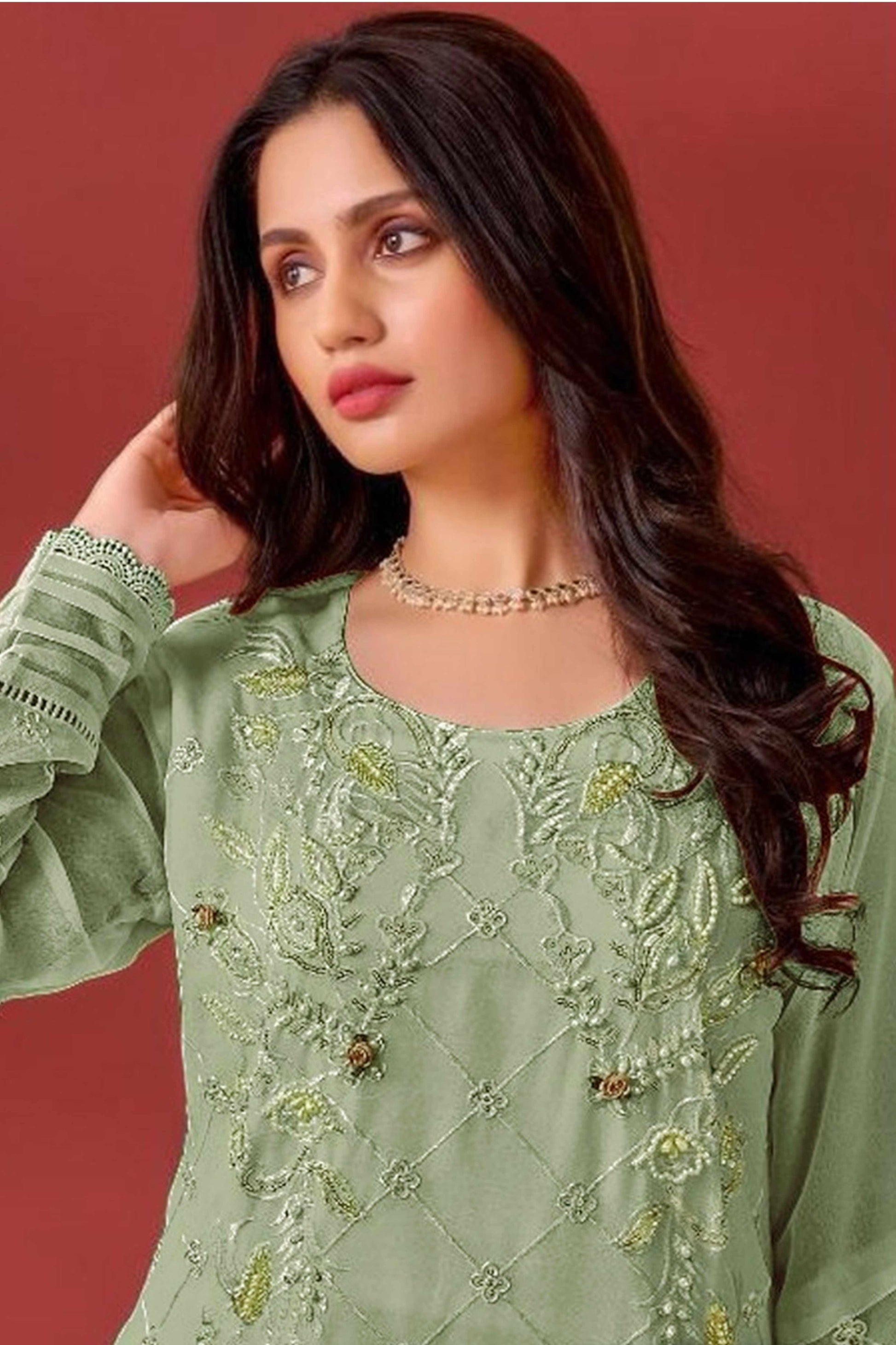 green-heavy-embroidered-work-georgette-dress-material