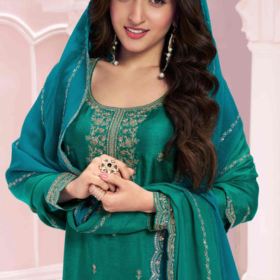 green-floral-embroidered-vichitra-silk-dress-material-11