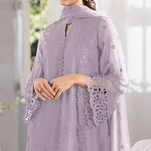 Dusty Purple Sequins Embroidered Georgette Dress Material