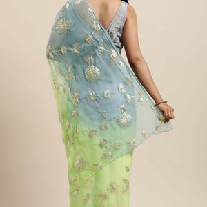 green-grey-floral-gota-patti-work-organza-silk-half-half-saree