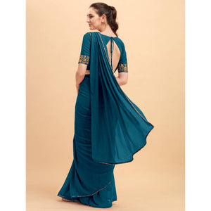 Morpich Solid Georgette Saree With Belt