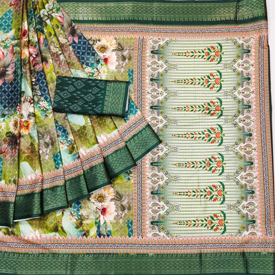 green-floral-digital-printed-cotton-silk-saree-with-woven-border