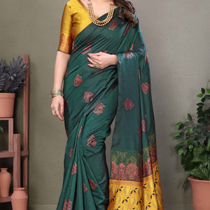 green-floral-woven-banarasi-silk-saree-8