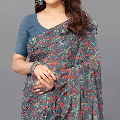 grey-floral-printed-georgette-saree-7