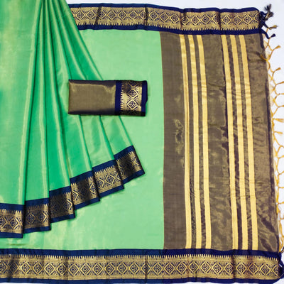 peacock-green-woven-cotton-silk-saree