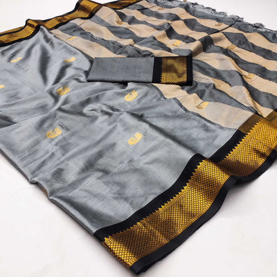 grey-butti-work-woven-cotton-silk-saree
