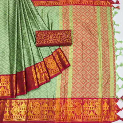 green-woven-cotton-silk-saree-with-tassels-9