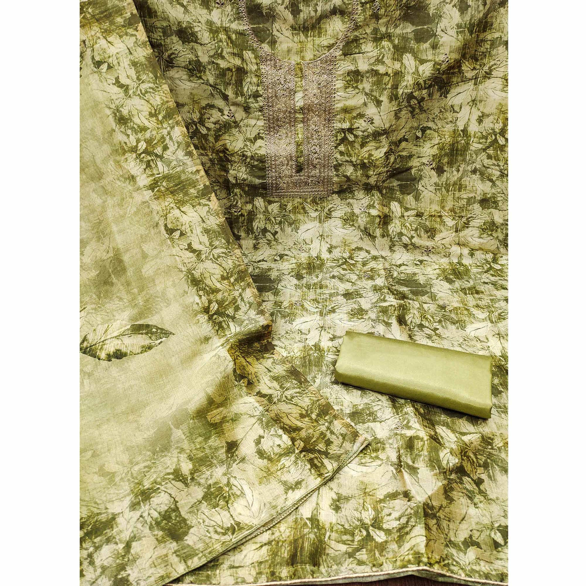 green-printed-cotton-silk-dress-material