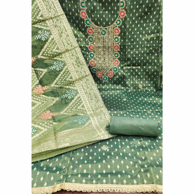 green-woven-with-sequins-work-jacquard-dress-material