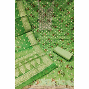 green-floral-print-with-zari-woven-cotton-silk-dress-material
