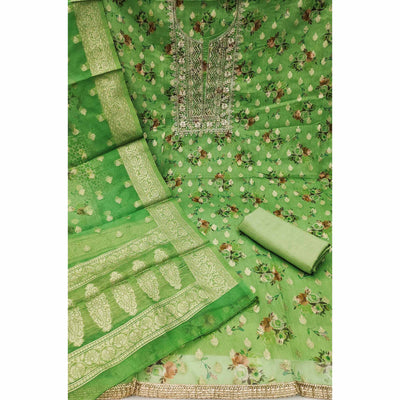 green-floral-print-with-zari-woven-cotton-silk-dress-material