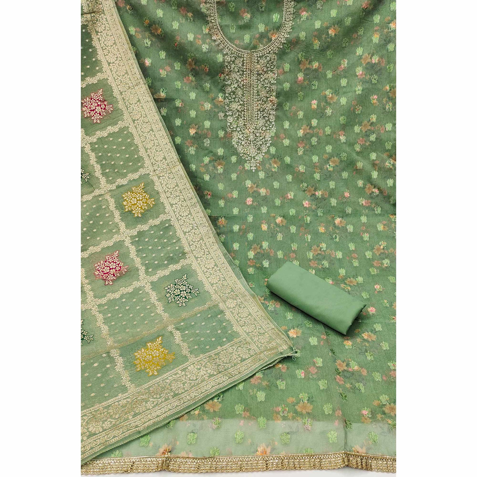 green-floral-print-with-zari-woven-cotton-silk-dress-material-1