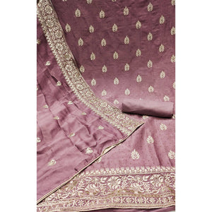Mauve Floral Embroidered Chinon Dress Material