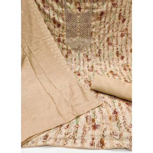 Chikoo Floral Printed Pure Cotton Dress Material
