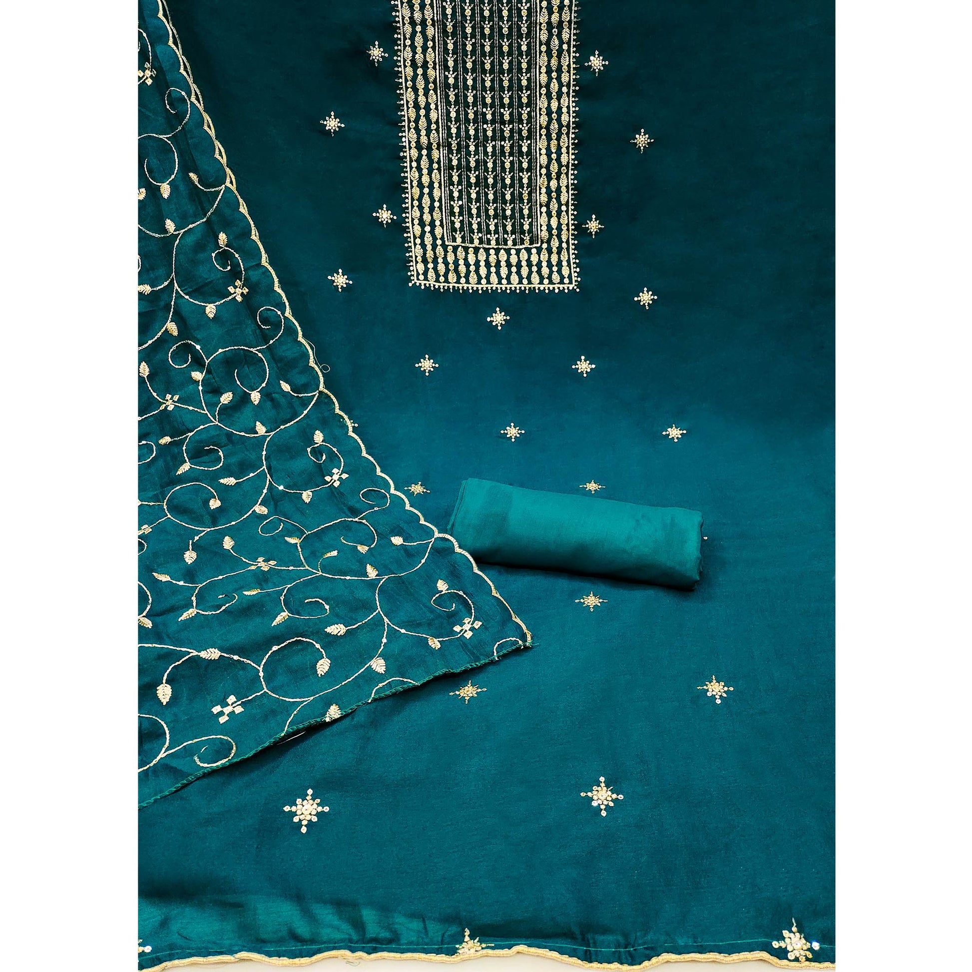 Morpich Sequins Embroidered Chinon Dress Material