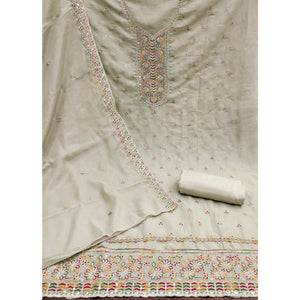 Grey Sequins Embroidered Georgette Dress Material