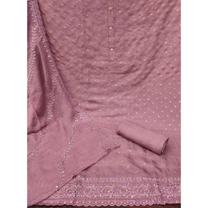 Mauve Floral Sequins Embroidered Cotton Silk Dress Material
