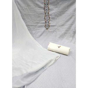 Grey Printed Pure Cotton Dress Material