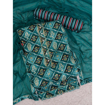 Morpich Foil Printed With Handwork Cotton Blend Dress Material