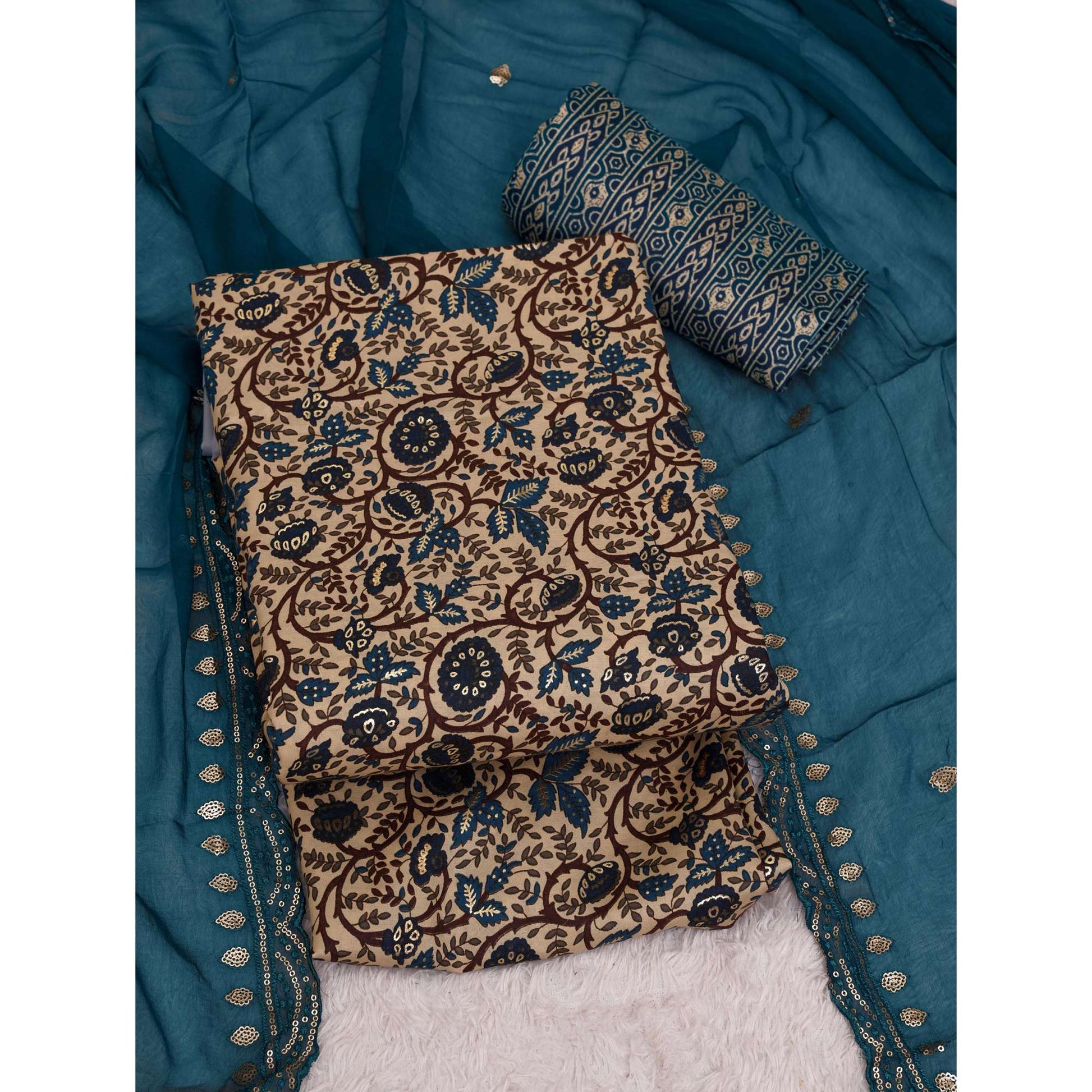 Morpich Foil Printed Cotton Blend Dress Material