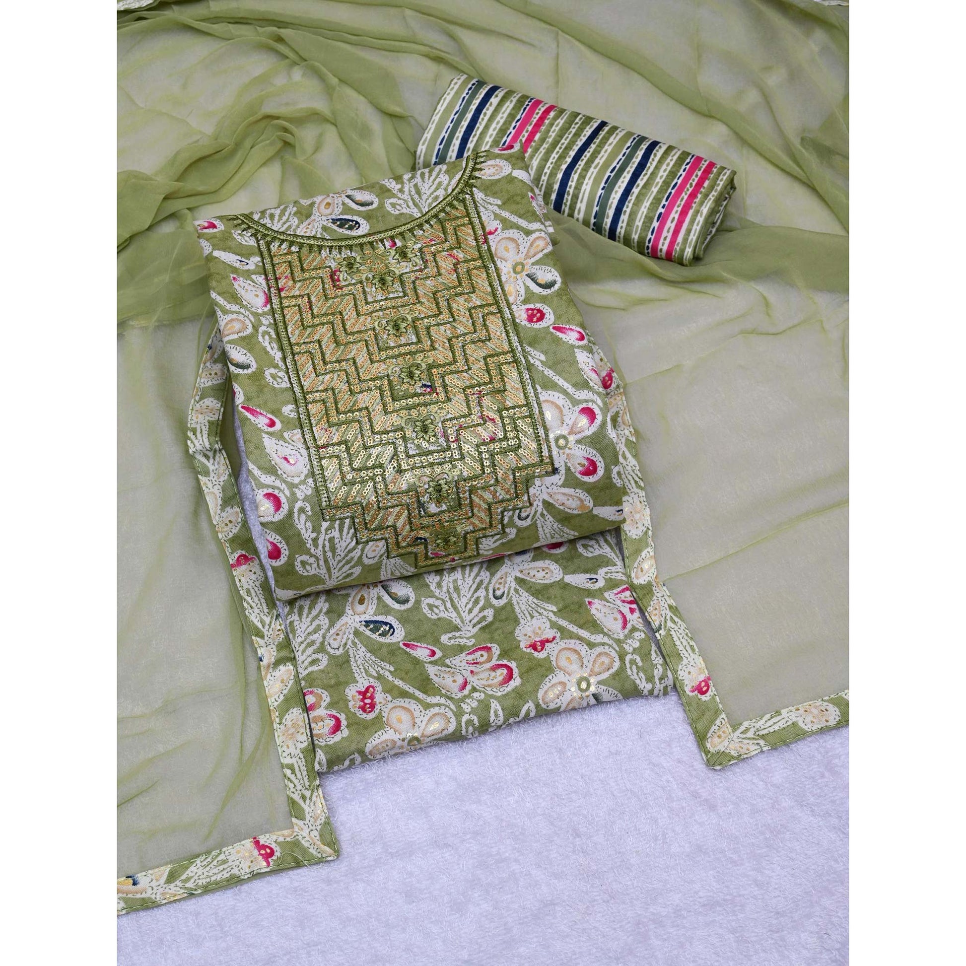 green-foil-printed-with-sequins-embroidery-cotton-blend-dress-material