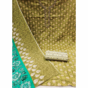 Mehendi Green Floral Printed Pure Cotton Dress Material