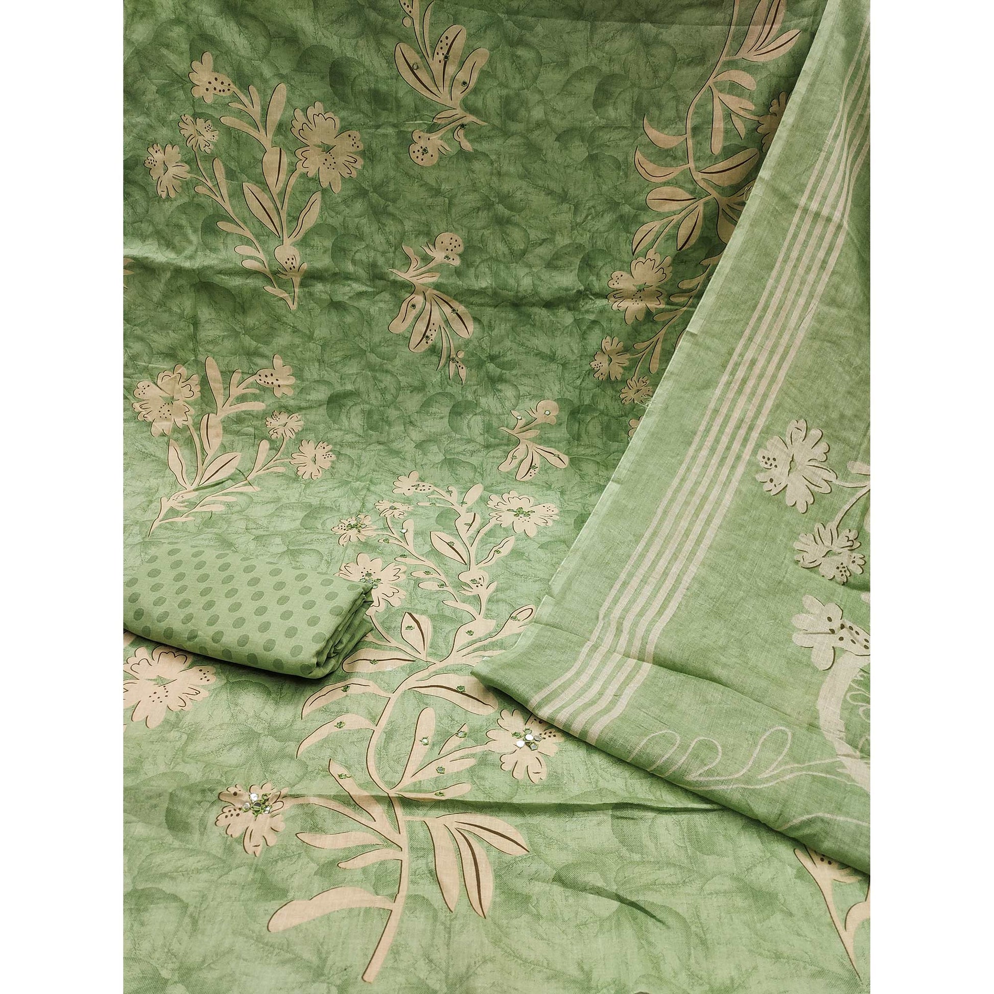 green-floral-printed-mirror-work-pure-cotton-dress-material-1