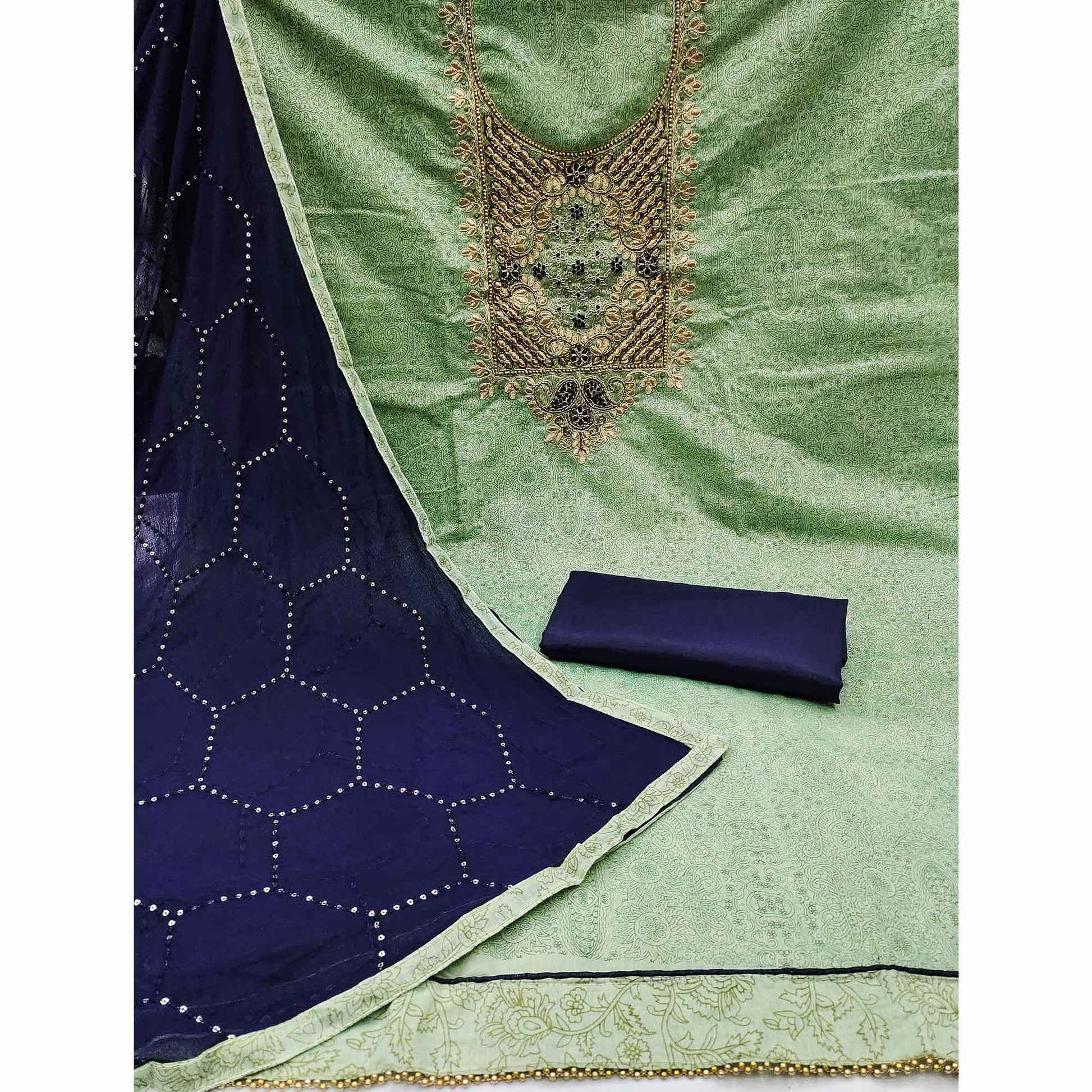 green-floral-printed-chanderi-dress-material-1