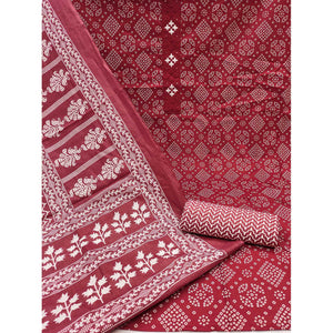 Maroon Floral Printed Pure Cotton Dress Material