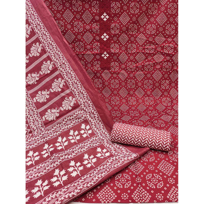 Maroon Floral Printed Pure Cotton Dress Material