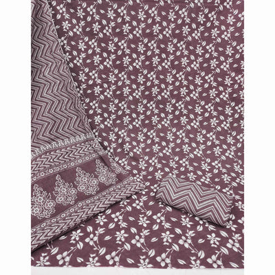 Dark Mauve Floral Printed Pure Cotton Dress Material