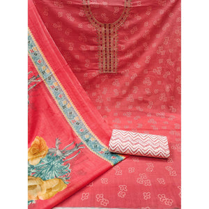 Gajri Pink Floral Printed Pure Cotton Dress Material