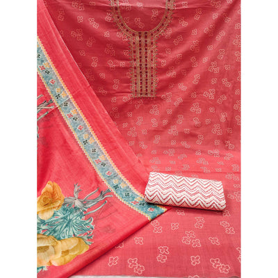 Gajri Pink Floral Printed Pure Cotton Dress Material