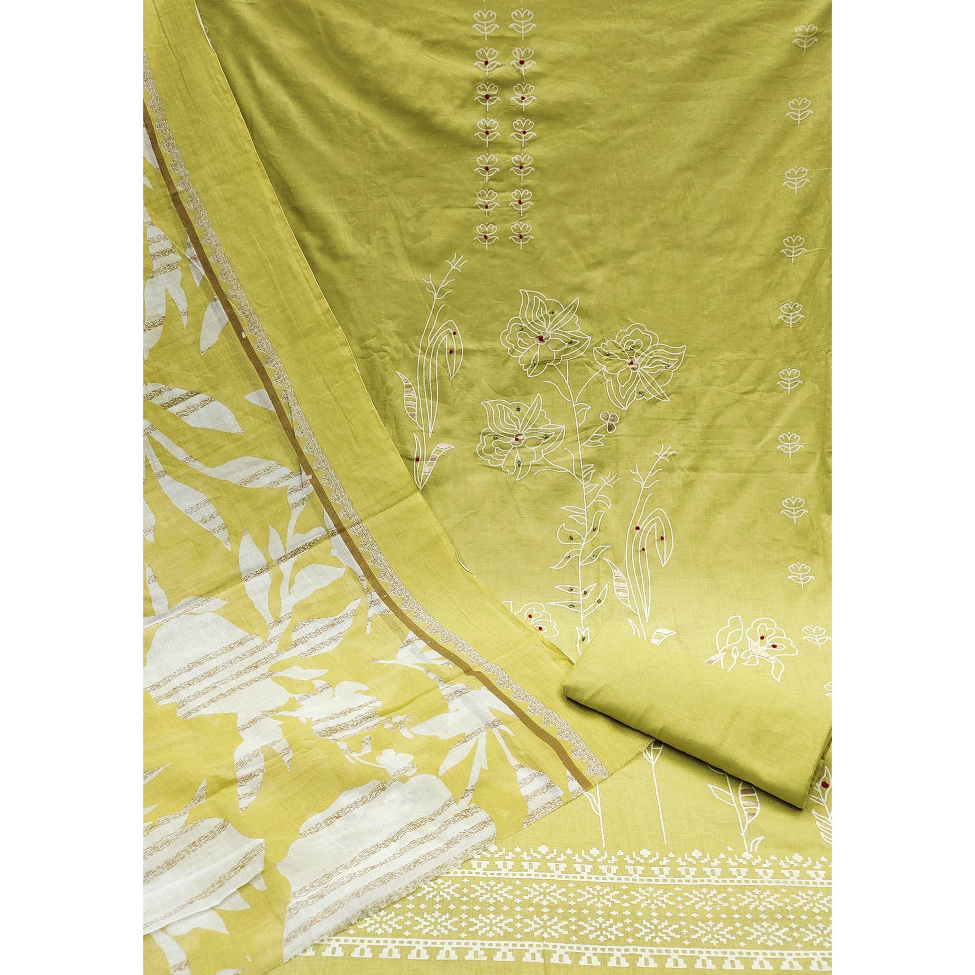 green-floral-foil-printed-pure-cotton-dress-material-1
