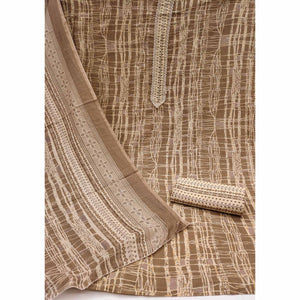 Brown Printed Pure Cotton Dress Material