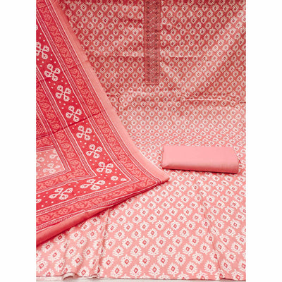 Gajri Pink Printed Pure Cotton Dress Material